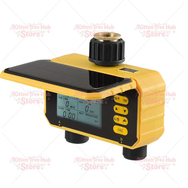 Smart Garden Devices - อุปกรณ์รดน้ำอัตโนมัติพลังงานแสงอาทิตย์, ระบบหยดน้ำอัจฉริยะแบบตั้งเวลาสองช่องทางสำหรับสวนในบ้าน