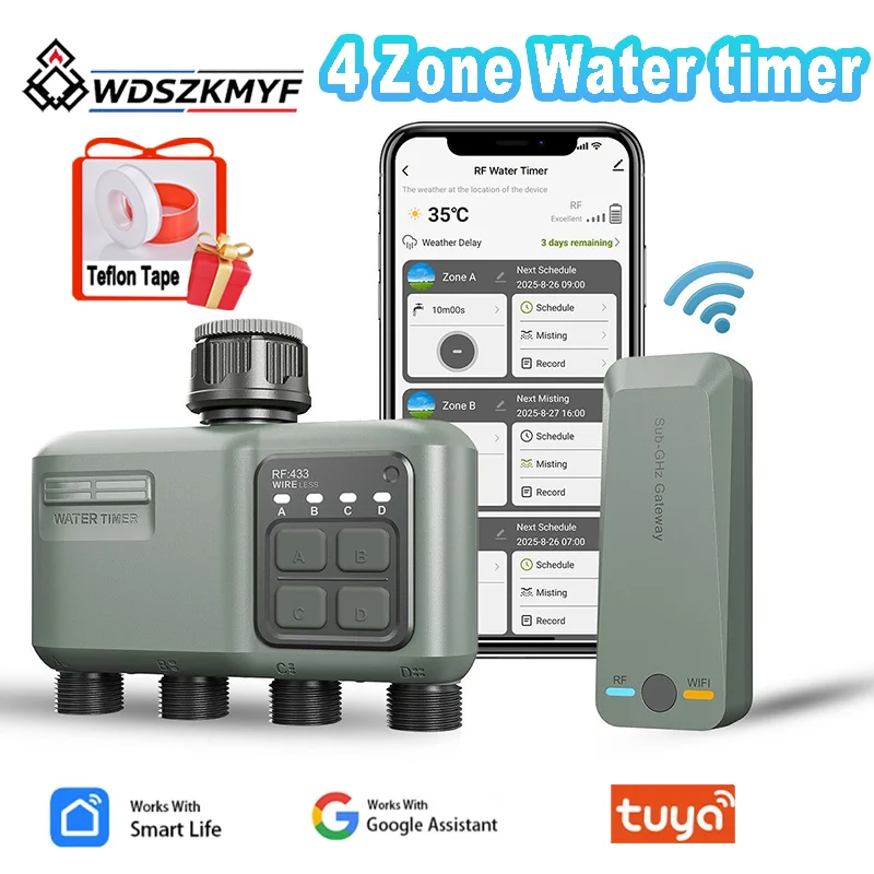 Smart Garden Devices - ระบบรดน้ำต้นไม้อัตโนมัติพร้อมตัวตั้งเวลาอัจฉริยะ WiFi RF433 สำหรับ 4 หัวจ่ายน้ำ